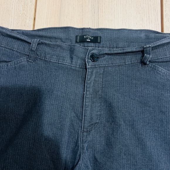 Riders by Lee Women's Gray Herringbone Trousers Pants Size 16 Stretch pinstripes - Picture 8 of 13